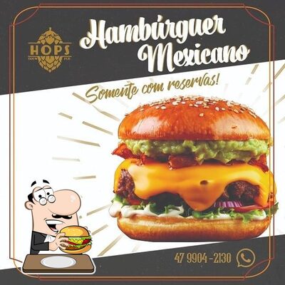 Peça um hambúrguer no Hops Cervejas Artesanais