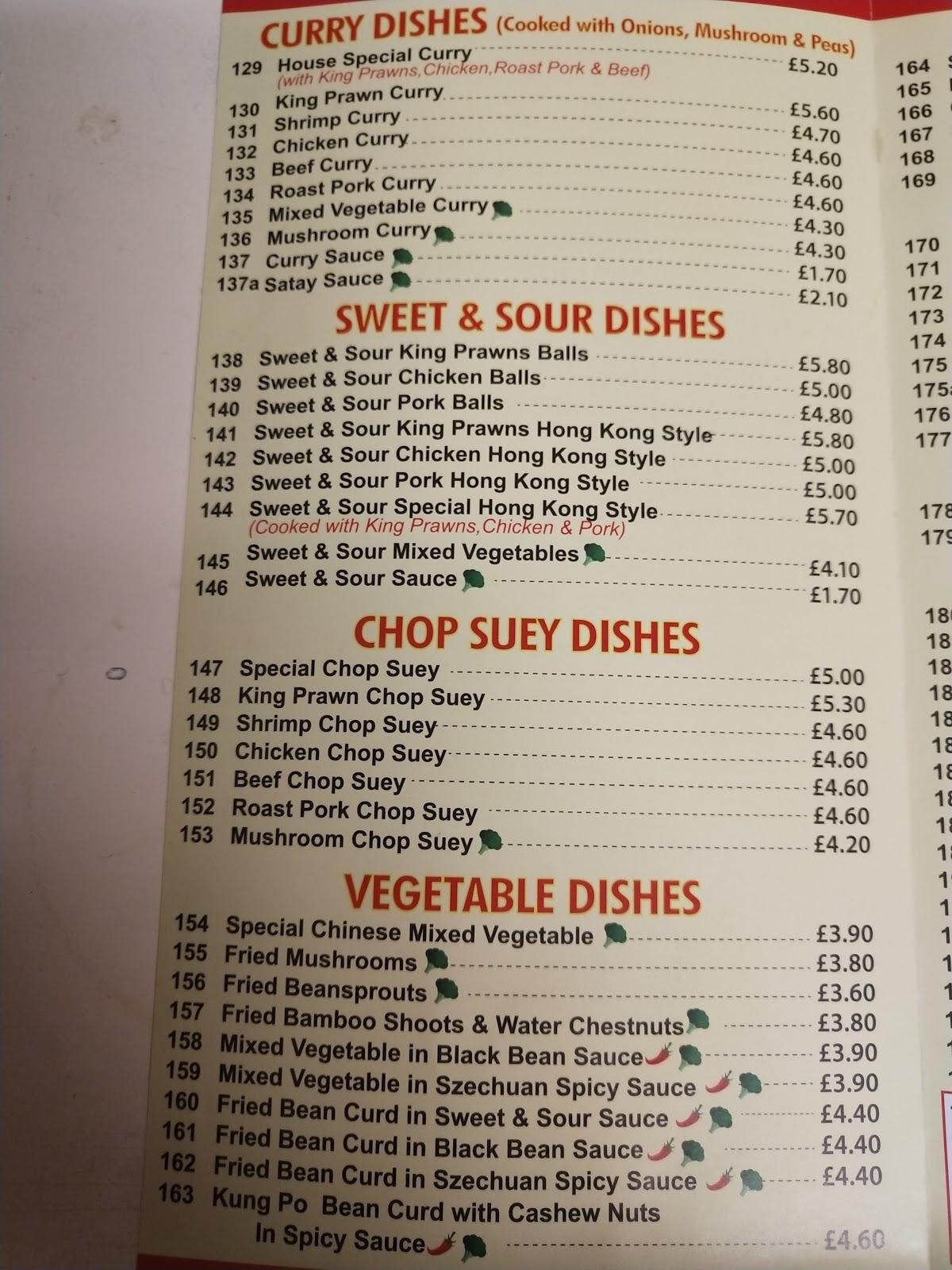 Menu at Oriental Gourmet restaurant, Reading