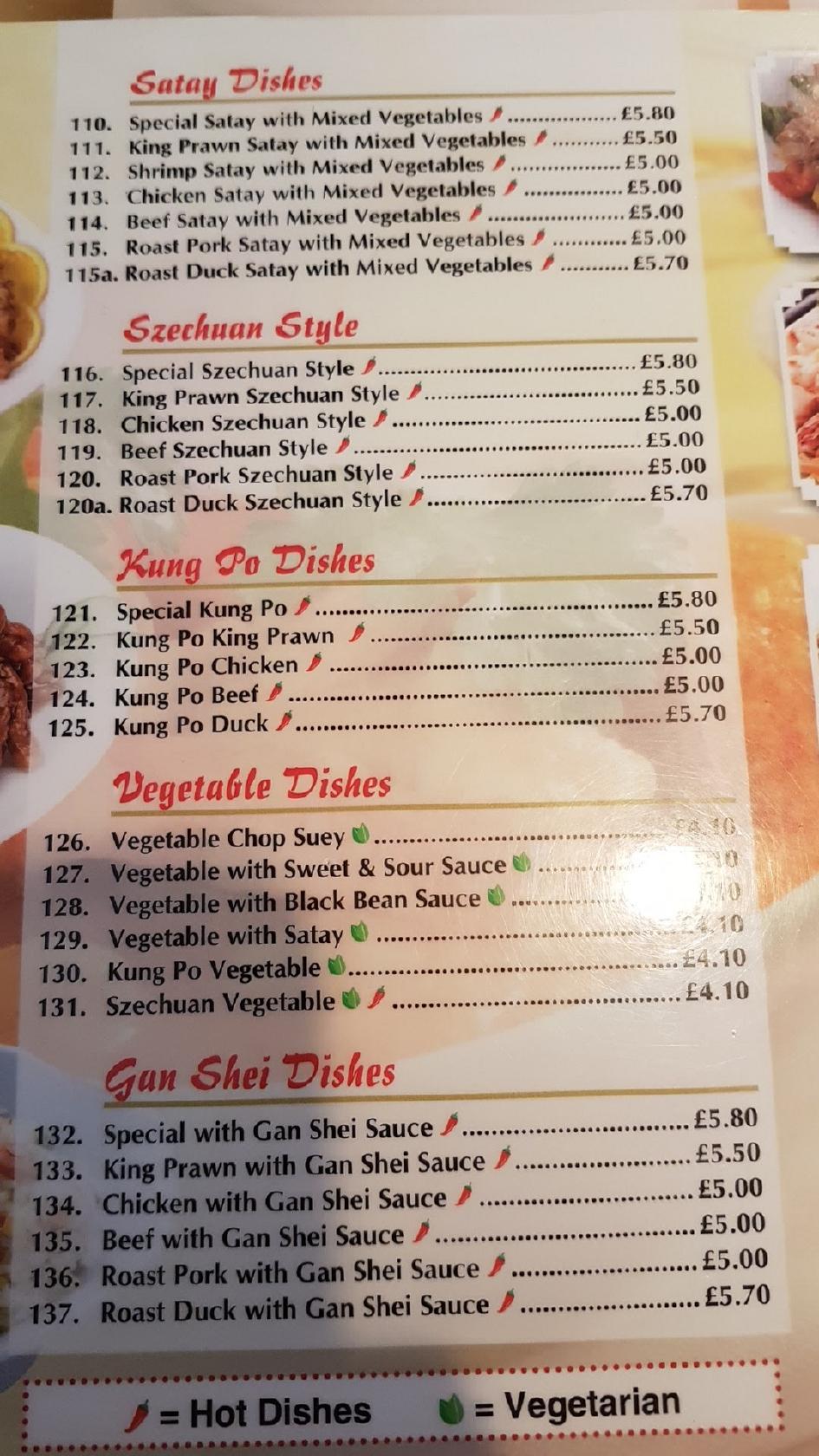 Menu at Lee Garden fast food, Saint Austell