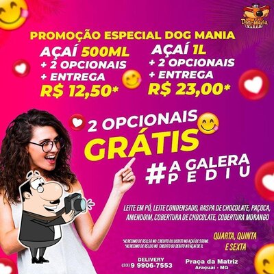 A publicidade apresenta informações sobre o DOG MANIA