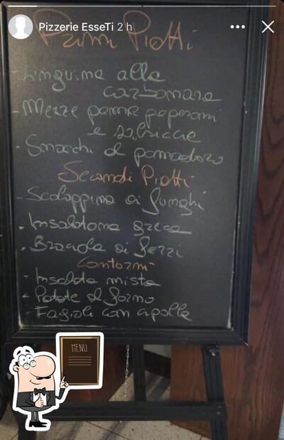 Il menu sulla lavagna mostra le opzioni possibili