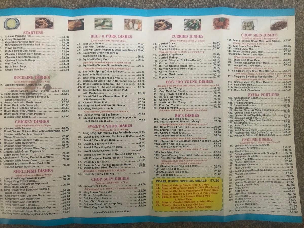 Menu at Pearl River Beccles fast food, Beccles