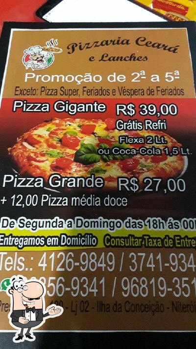 A publicidade mostra informações sobre o Pizzaria Ceará E Lanches