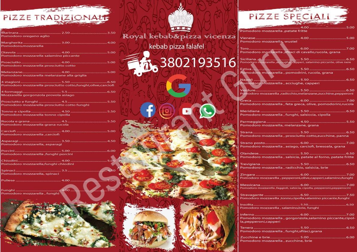 Menu di Royal Kebab &amp; pizza Vicenza 