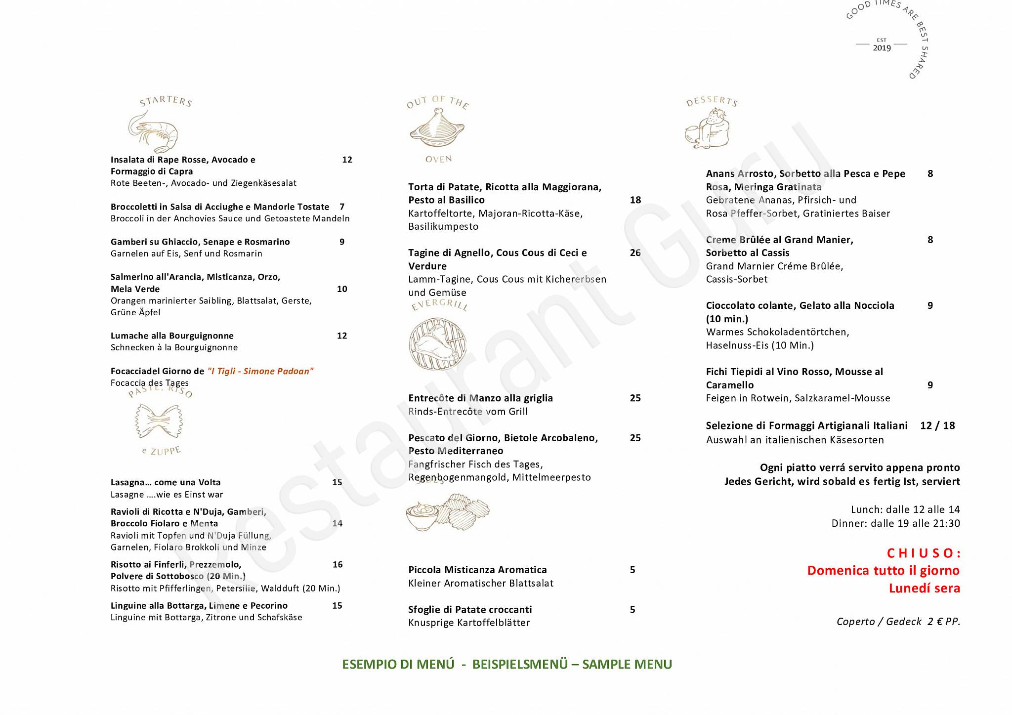 Menu di Tree Brasserie 