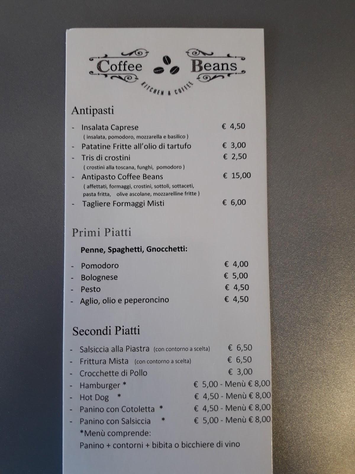 Menu di Coffee Beans kujtim Kazazi.... 
