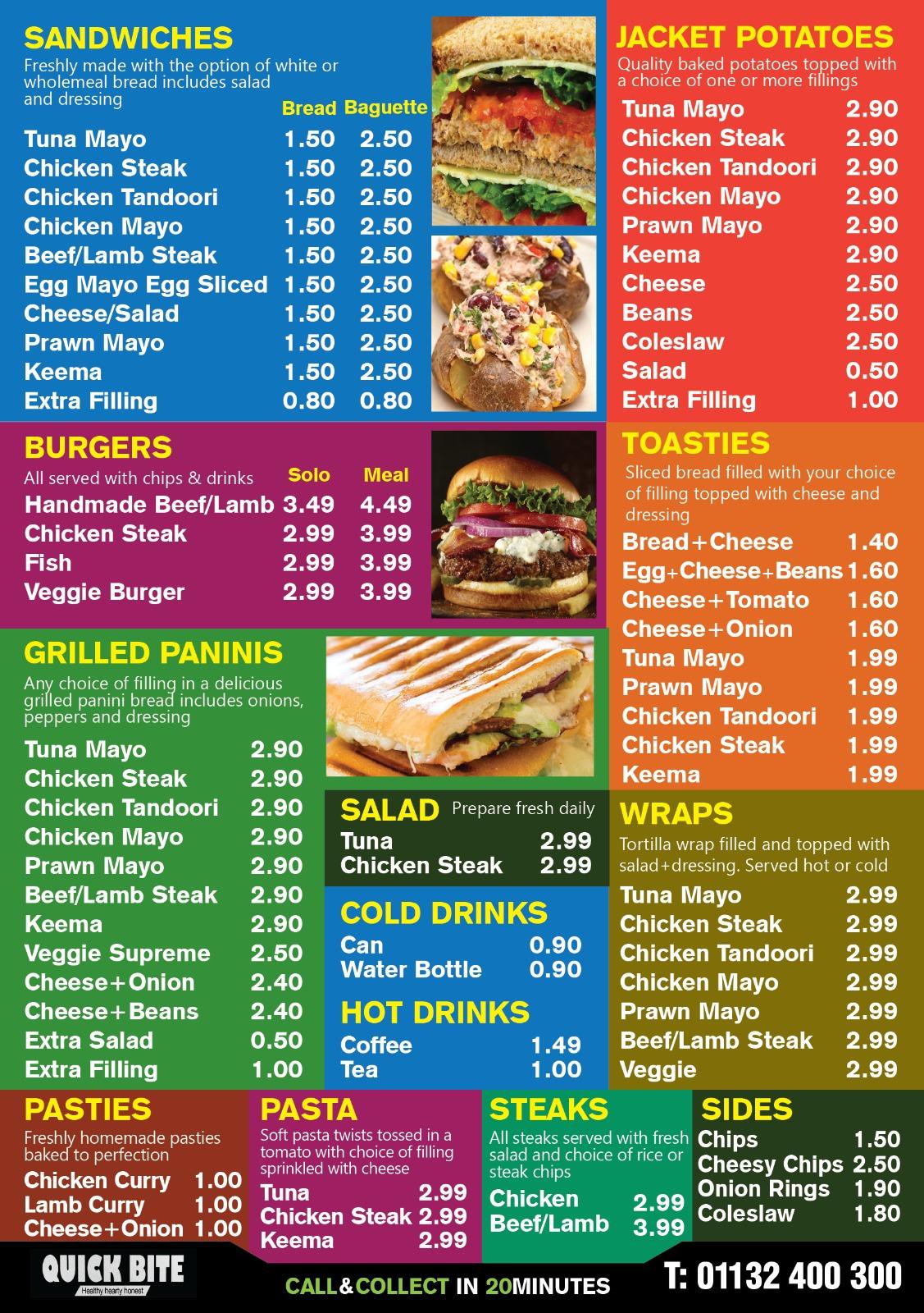 Quick bite menu