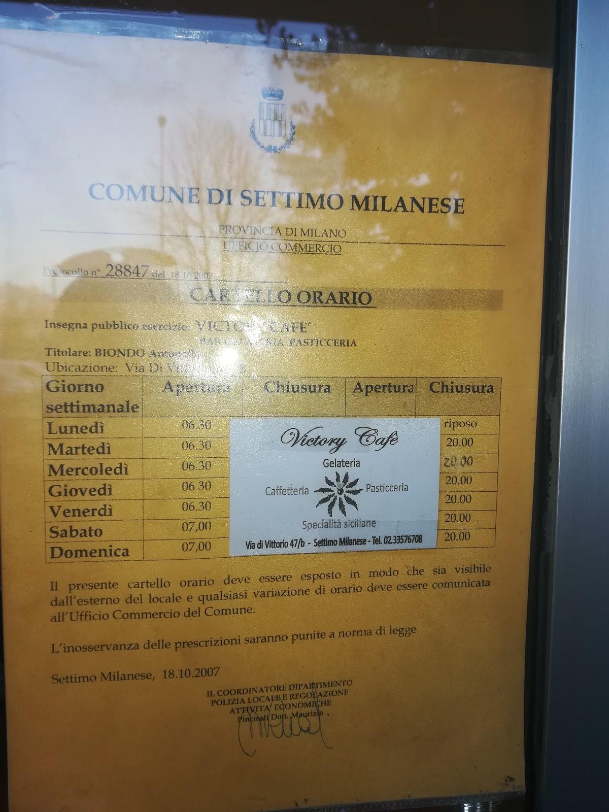 Menu di Pasticceria Victory Café Settimo Milanese 