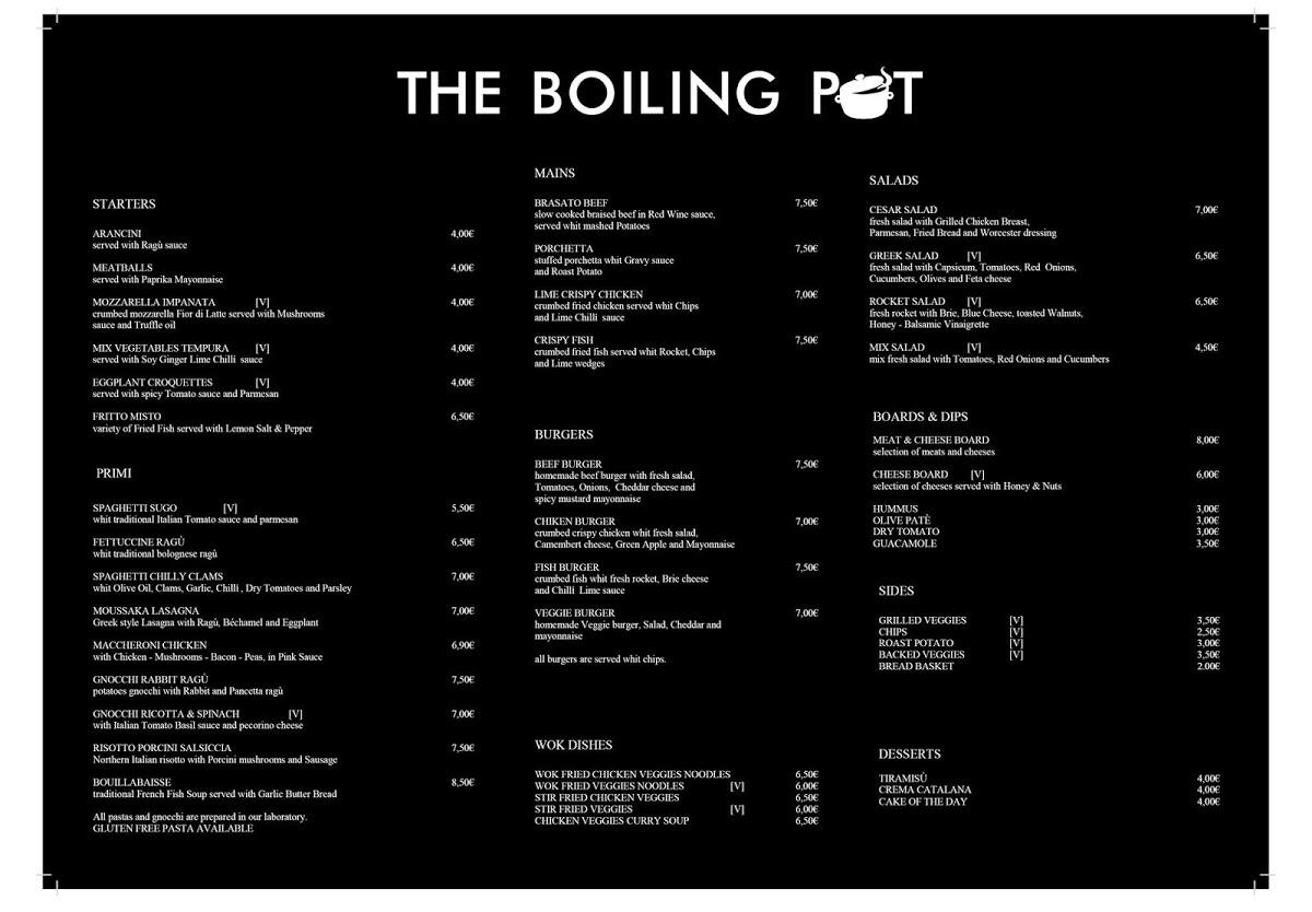 The Boiling Pot Speisekarte