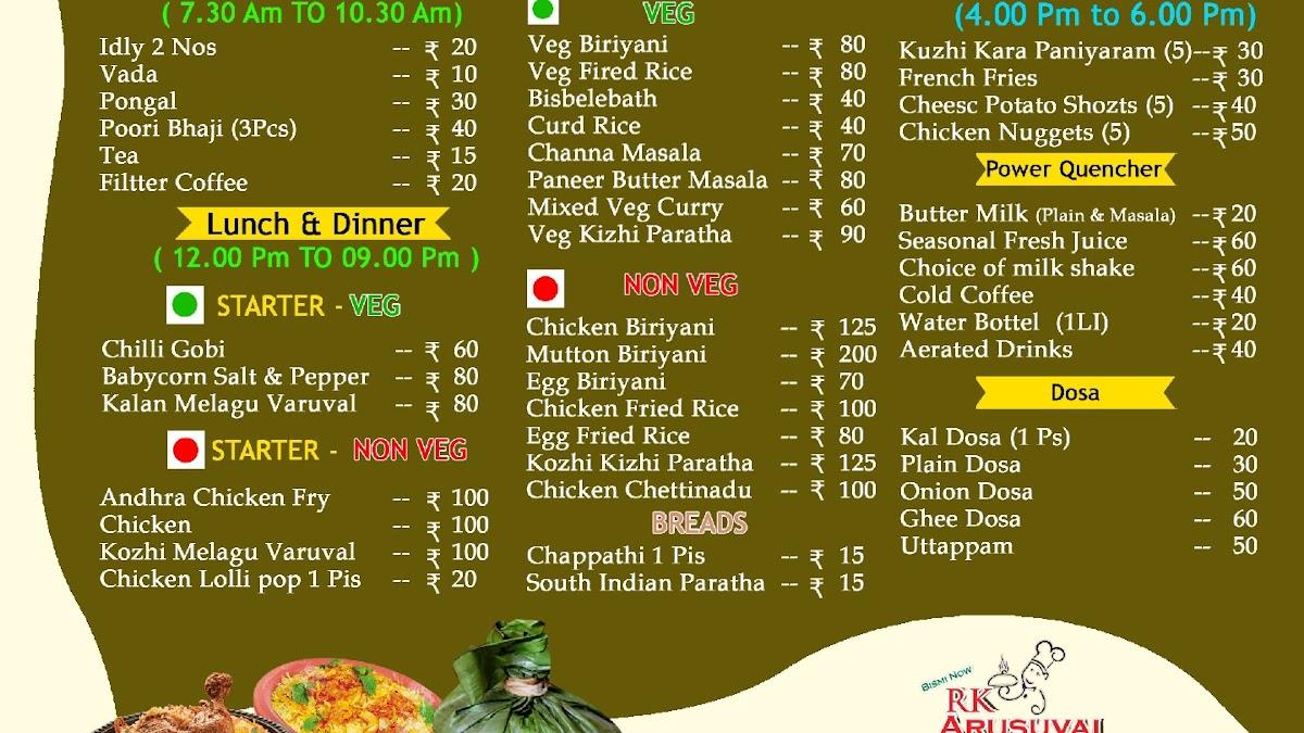 Bismi Now RK Arusuvai Multicusine and Caters menu