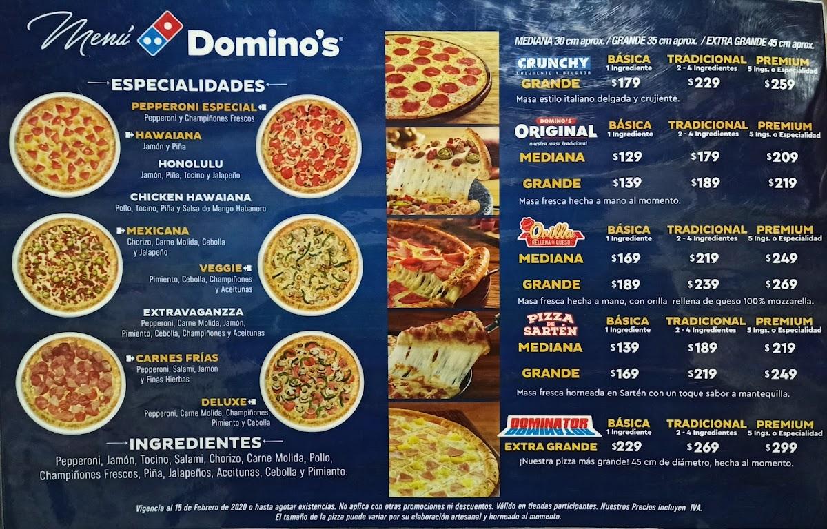 Carta del restaurante Domino's Plaza La Florida, Oluta