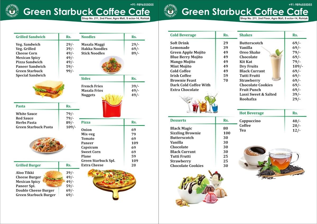 GREEN STARBUCK COFFEE CAFE menu
