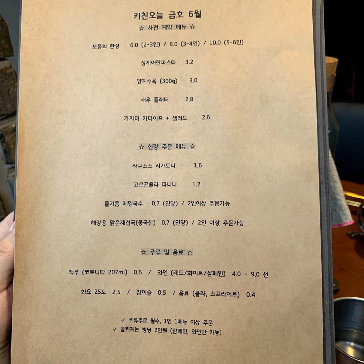 키친오늘 メニュー