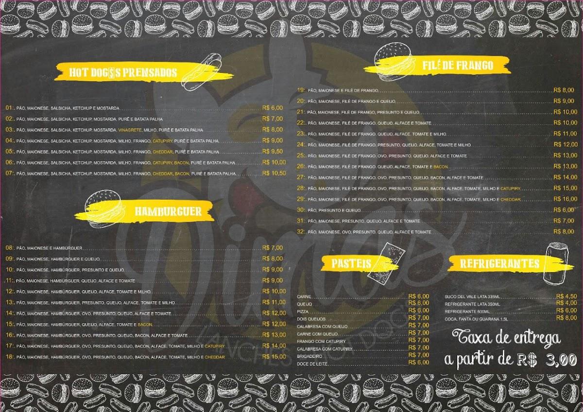 Dimas Lanches Capela cardápio