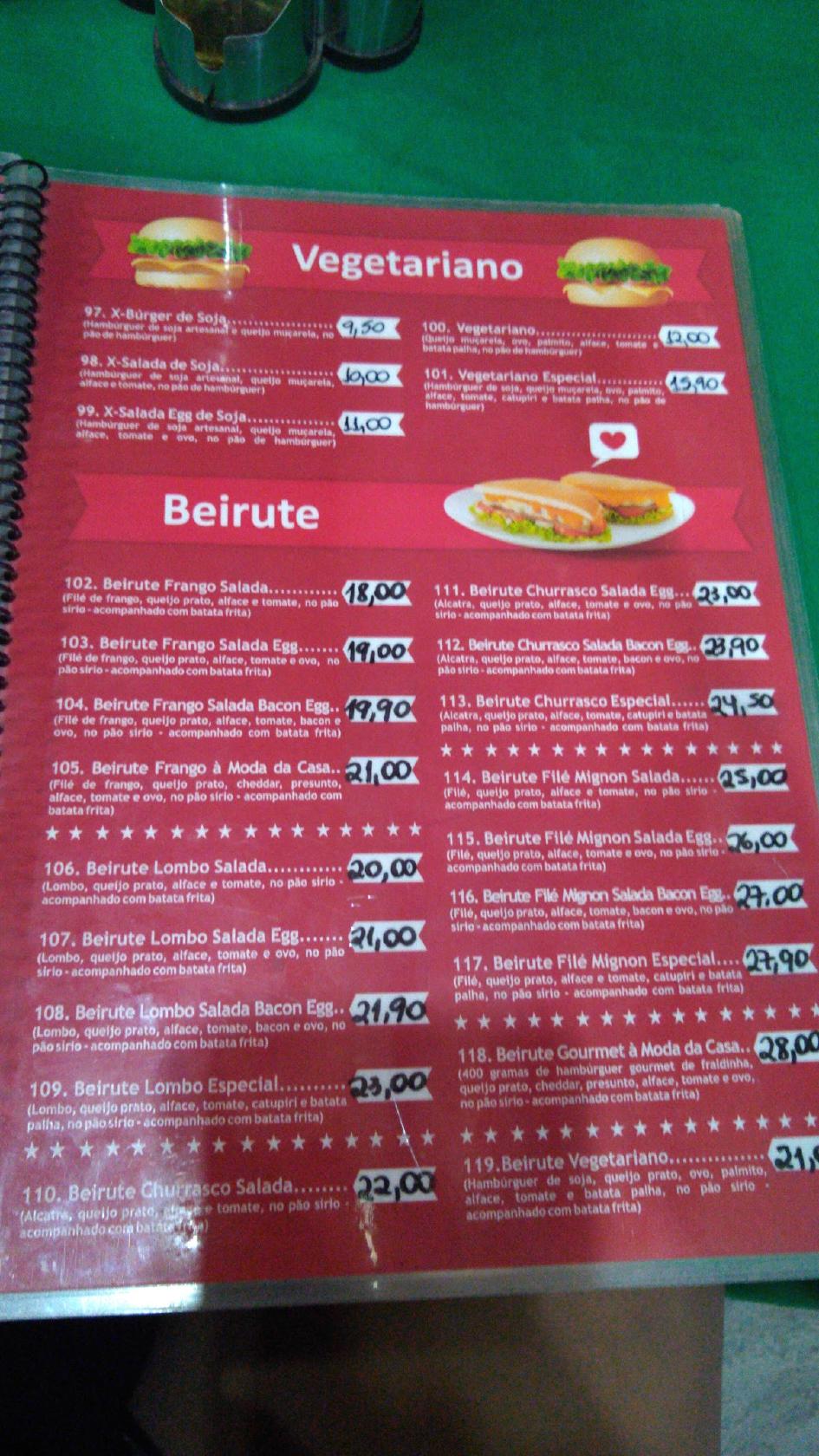 Paulista Lanches cardápio