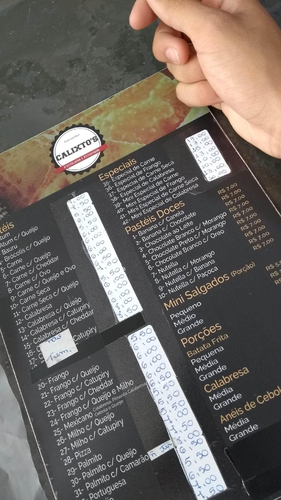 Pastelaria Calixto's cardápio