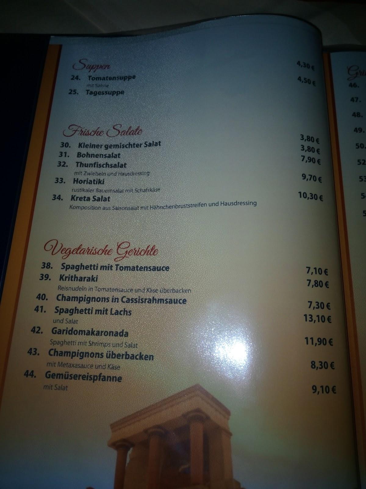 Menu de Restaurant Kreta