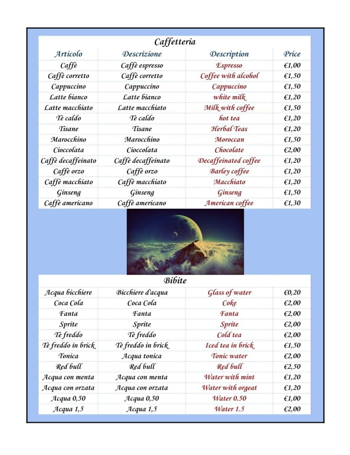 Menu di Snack Bar Da Gianni 