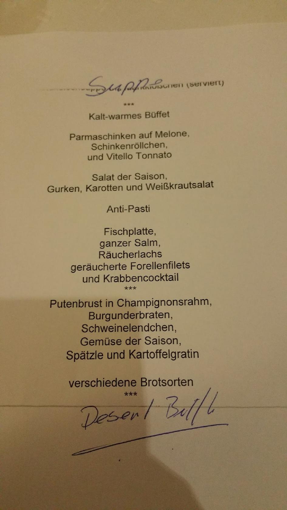 Hotel-Restaurant Bürgerstuben menü