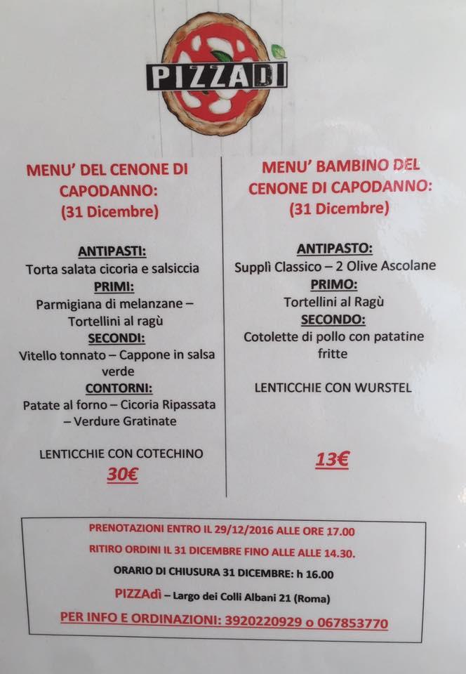 Menu di Pizzadì 