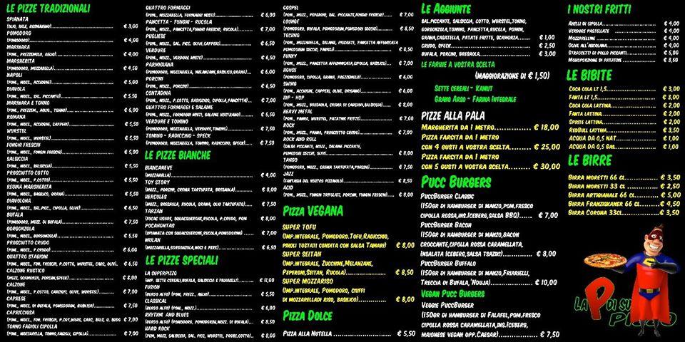Menu di La P di Super Pizzo 