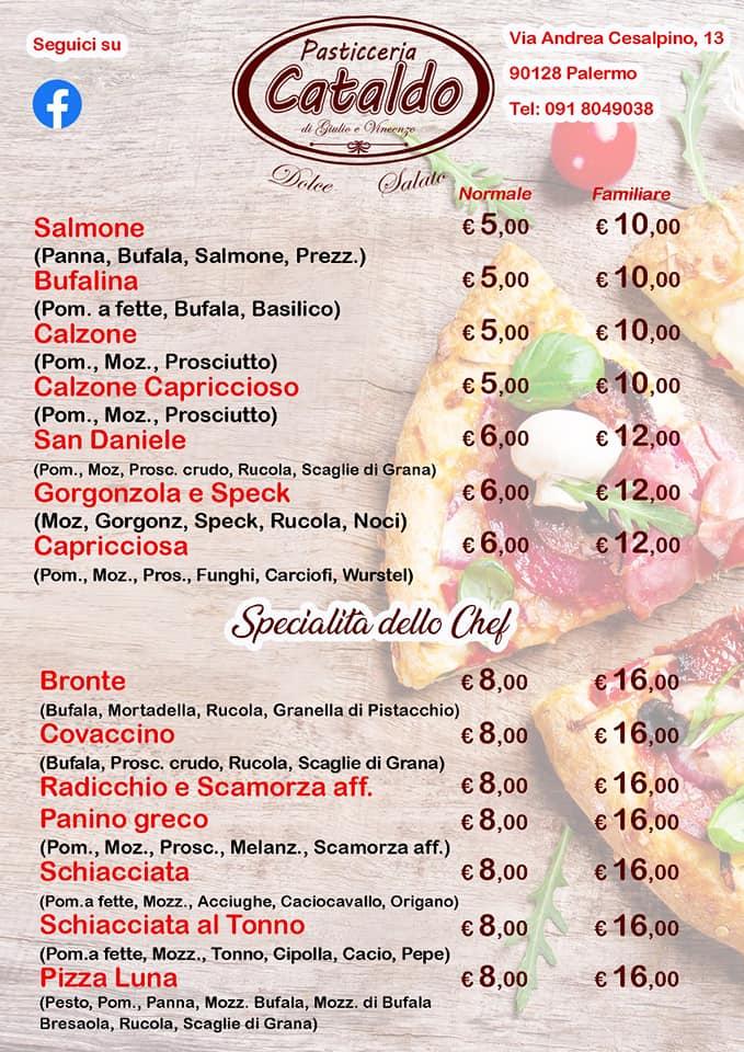 Menu di Pasticceria Cataldo 