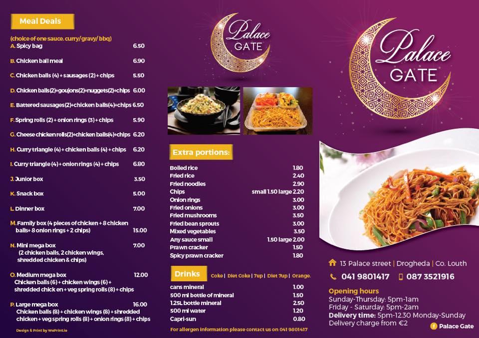 Palacegate menu