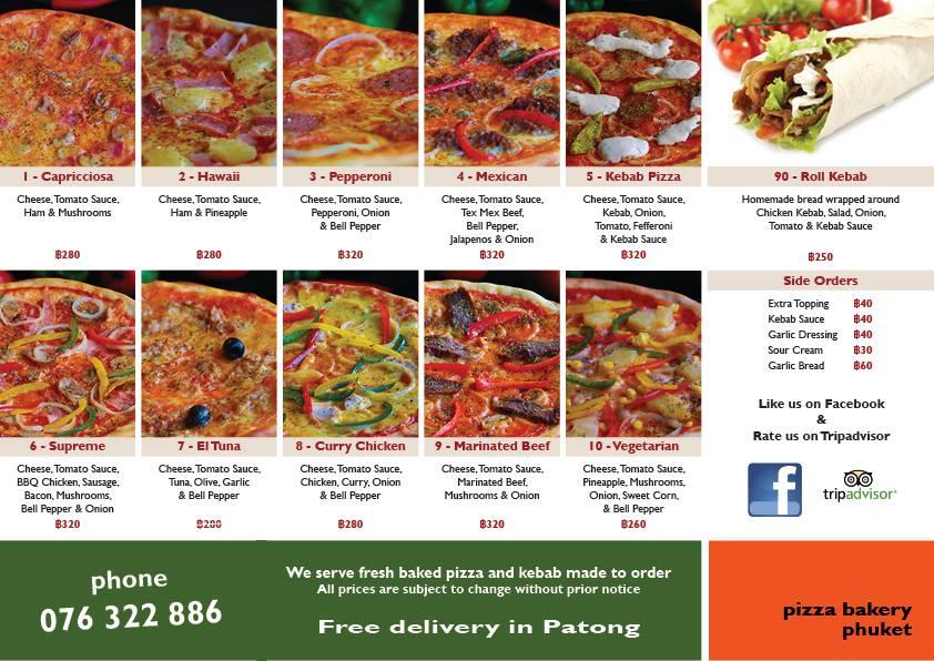 Pizza Bakery Phuket メニュー