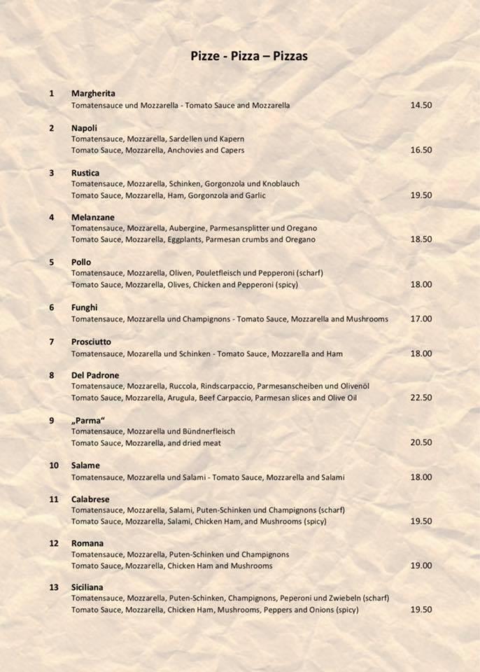 Menu di Pizzeria da Giuseppe 