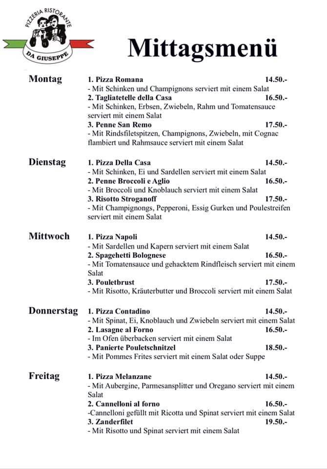 Menu di Pizzeria da Giuseppe 