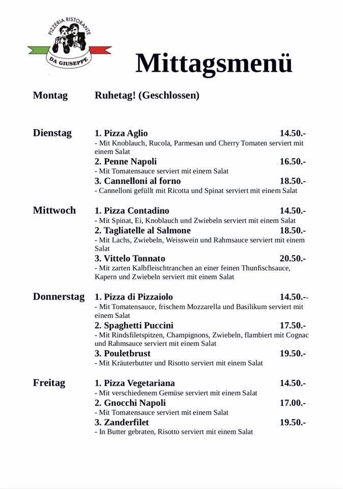 Menu di Pizzeria da Giuseppe 