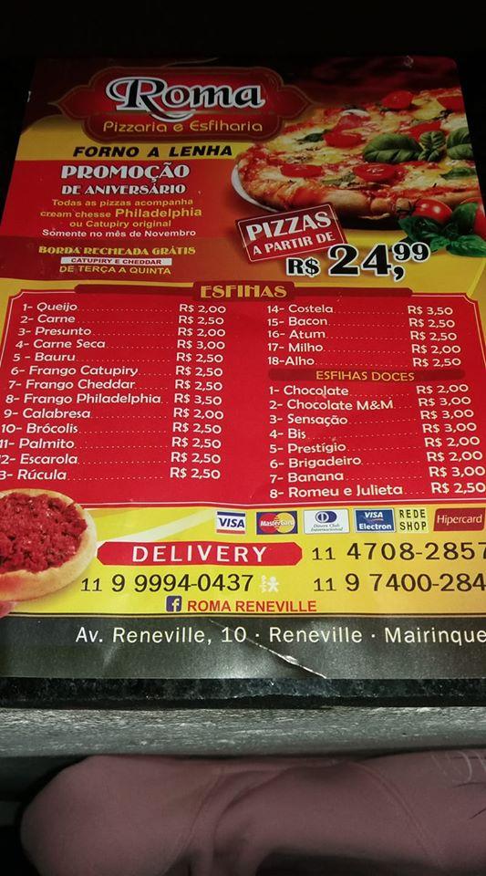 Pzzaria Roma cardápio