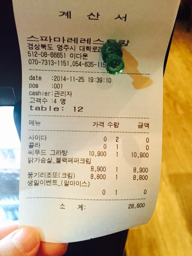스파마레레스토랑 メニュー