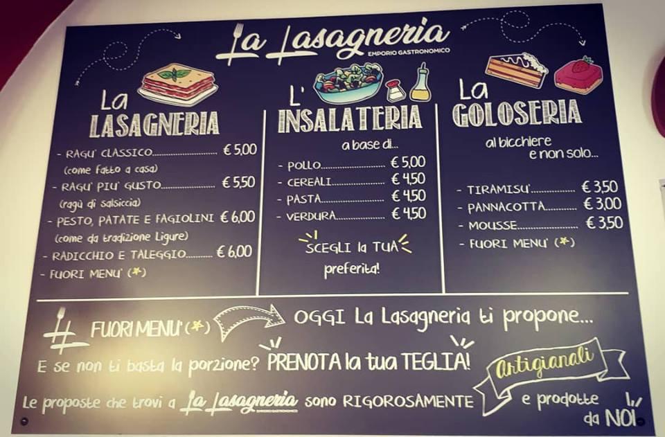 Menu di Lalasagneria 