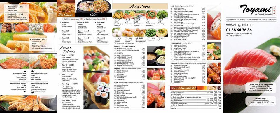 Menu de Toyami