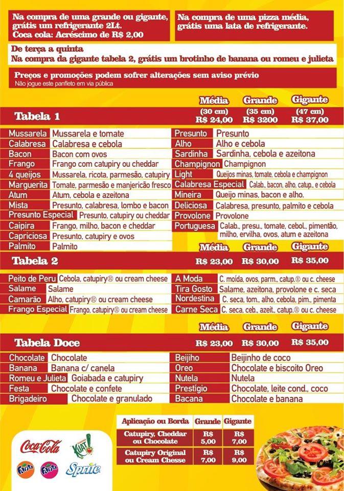 PALÁCIO DAS PIZZAS Rio de Janeiro RJ cardápio