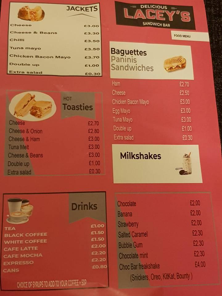 LACEYS menu