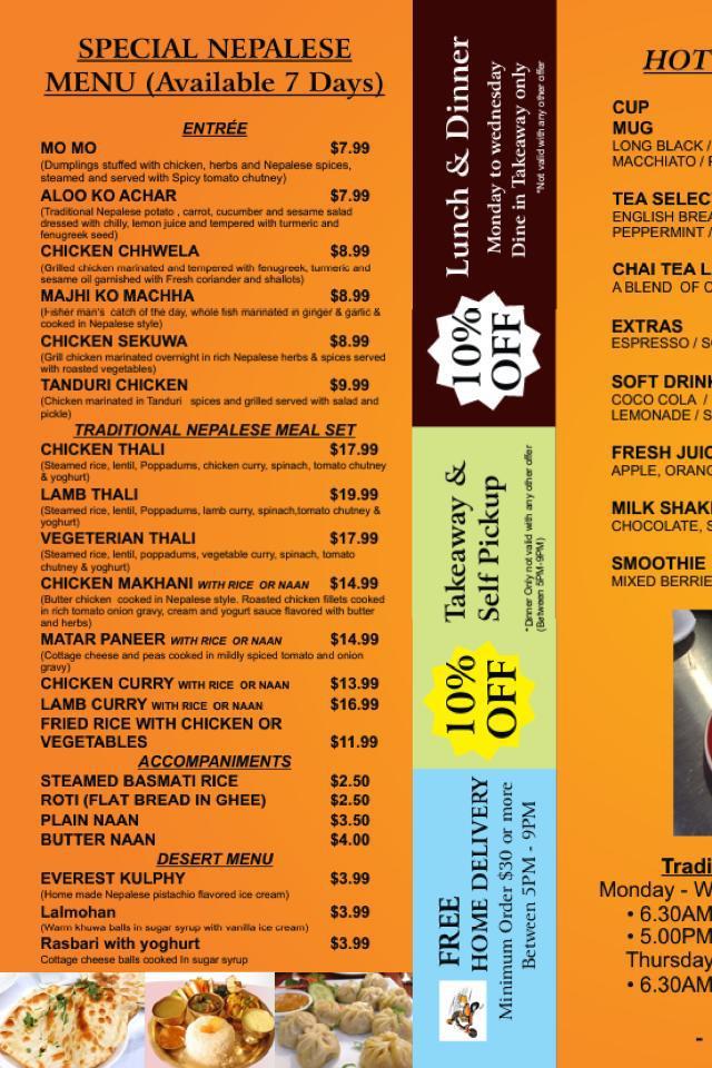Carta de Hot Coffee Cafe