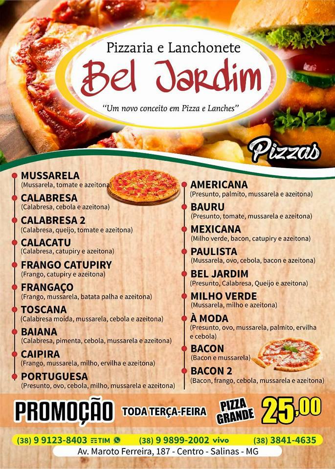 Pizzaria e Lanchonete Bel Jardim cardápio