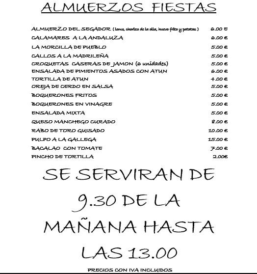 Restaurante La Romerosa Riaza menu