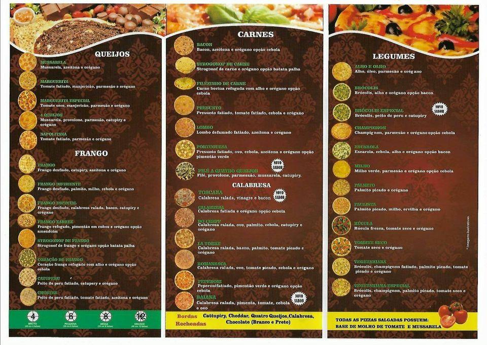 Torre de pizza cardápio