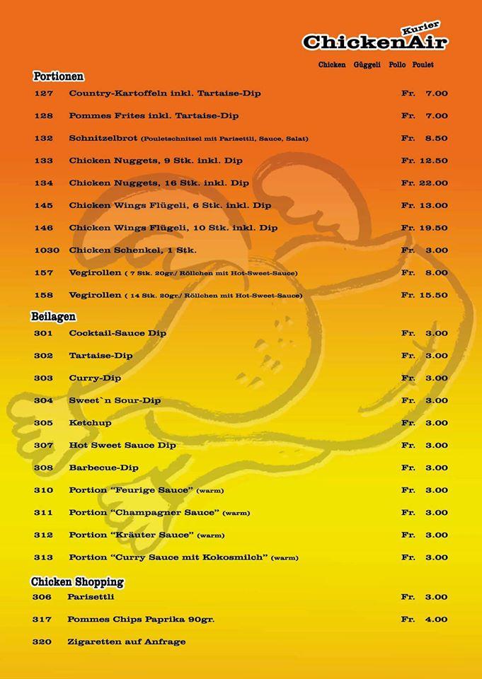 Menu di ChickenAir Bäch Bäch 
