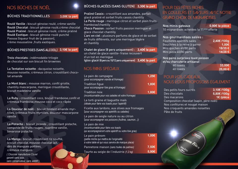 Menu de Boulangerie Coquard David et Julie