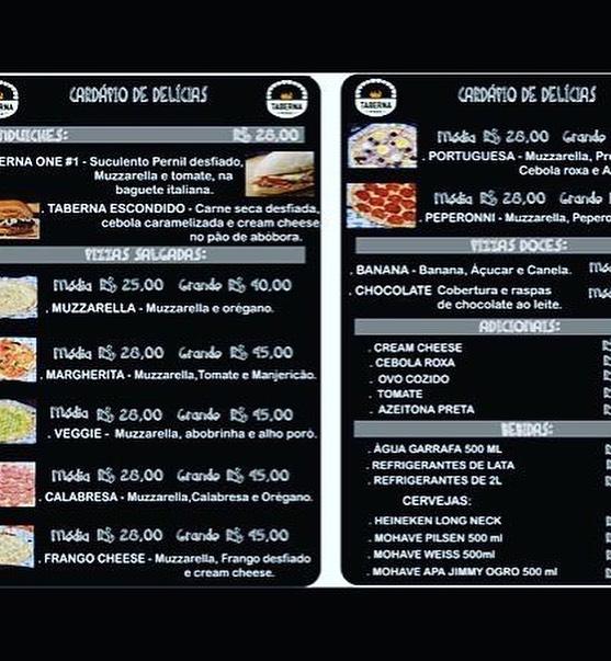 Taberna FOOD TRUCK cardápio