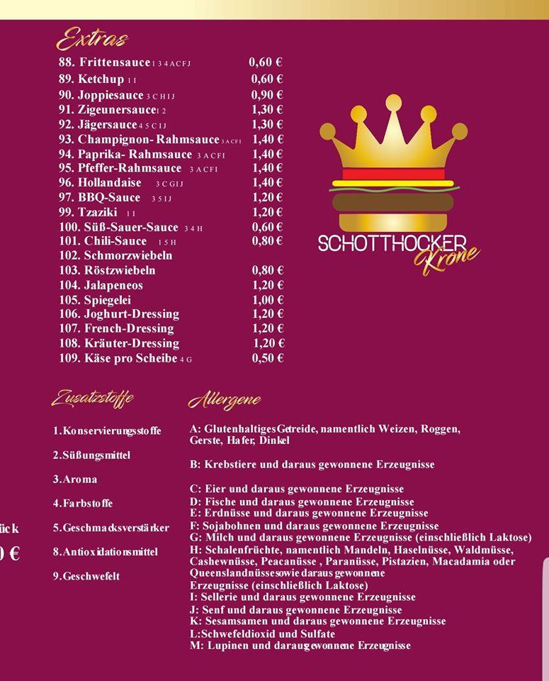Schotthocker-Krone menü
