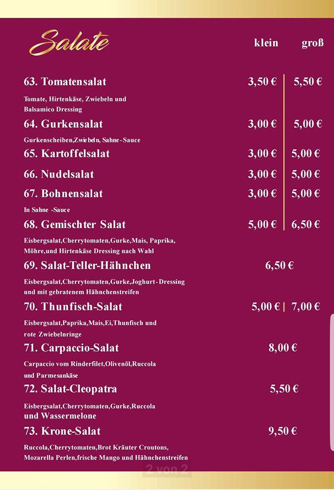 Schotthocker-Krone menü