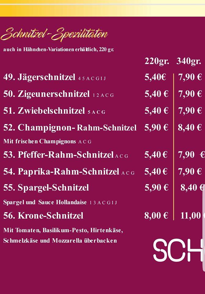Schotthocker-Krone menü