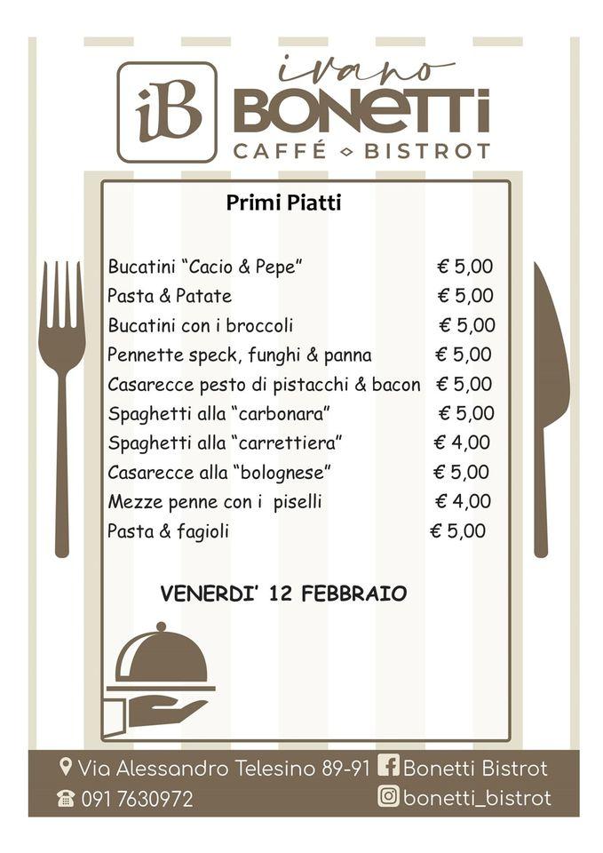 Menu di Bonetti Bistrot Palermo 