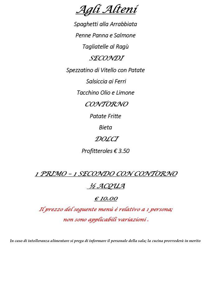 Menu di Agli Alteni 