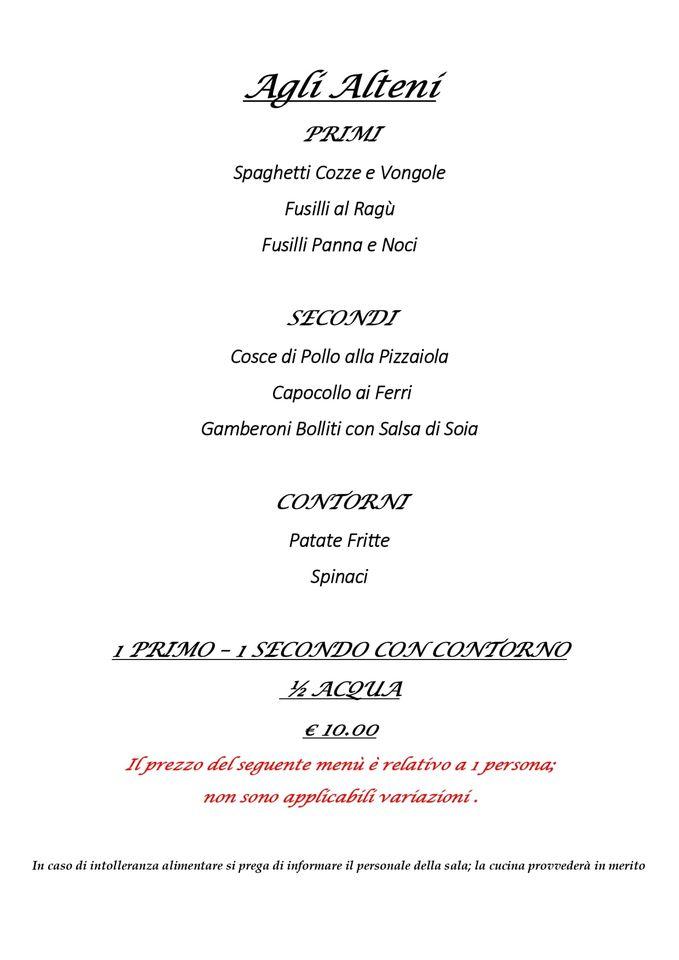 Menu di Agli Alteni 